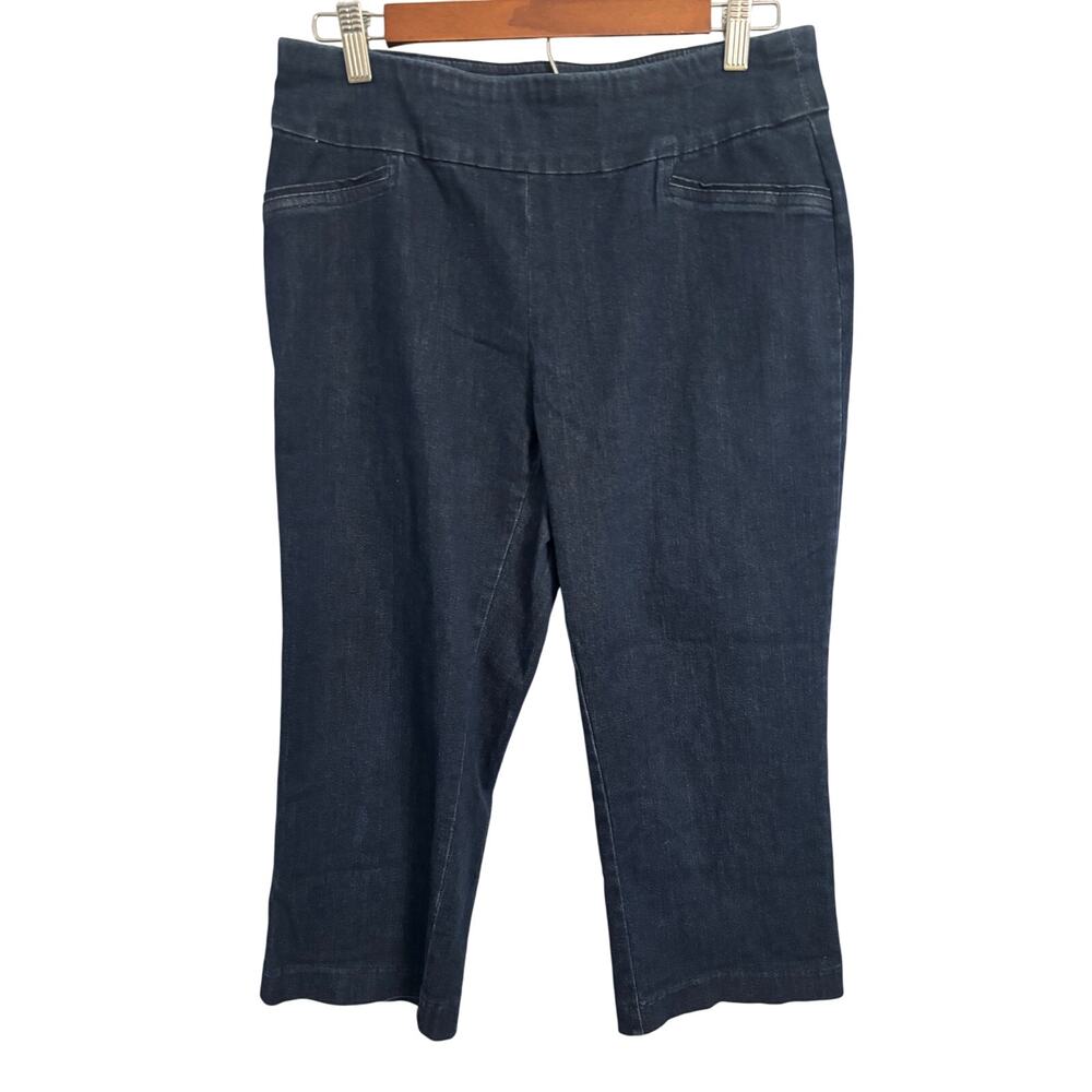 Croft & Barrow Women's 6 Effortless Stretch Capri Dark Wash Travel Resort Casual